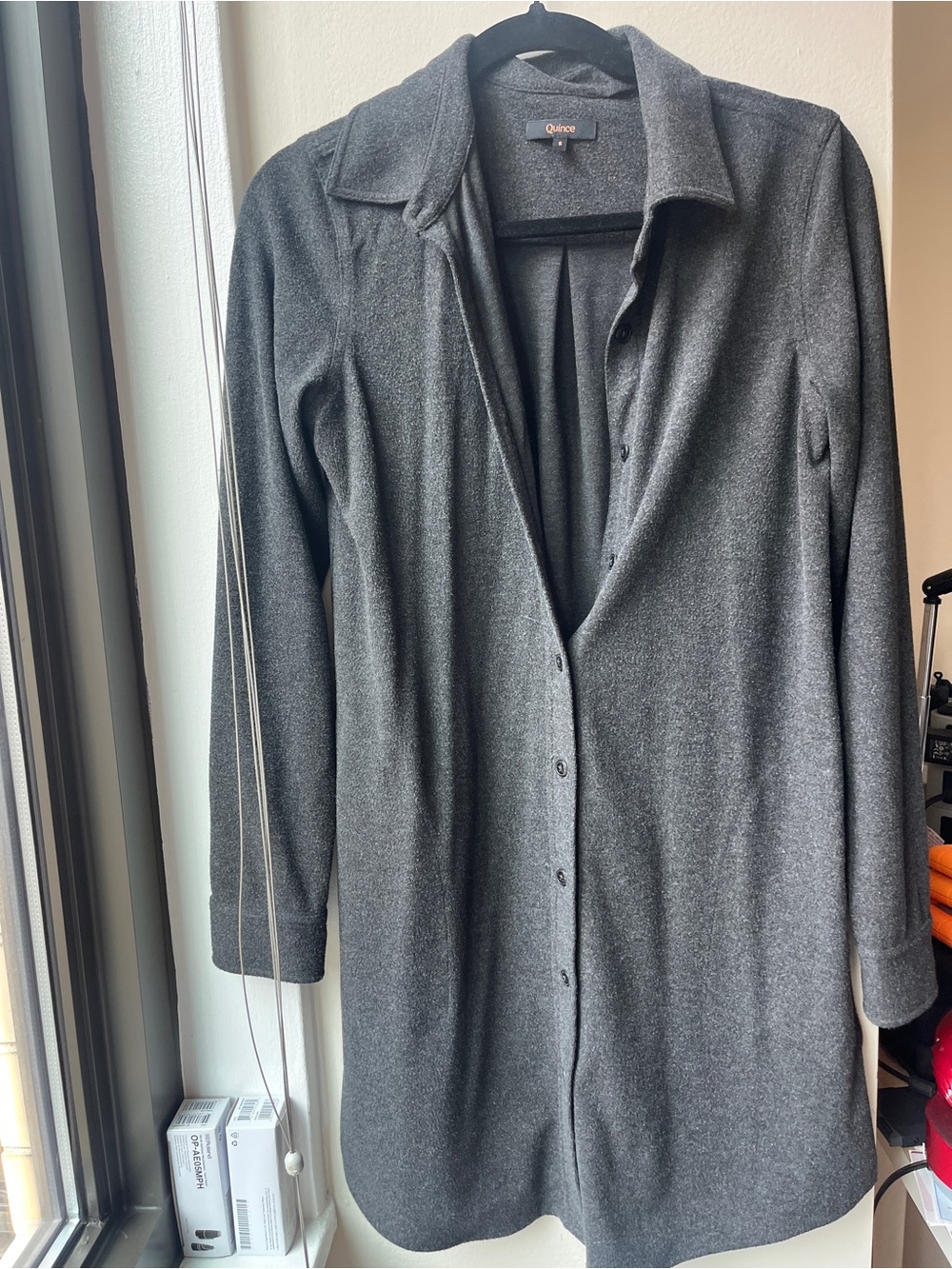Quince Dark Gray Midi Shirt Dress